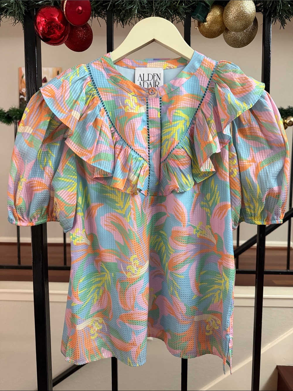 Alden Adair Pastel Multi-Color Ruffle Collar Blouse
